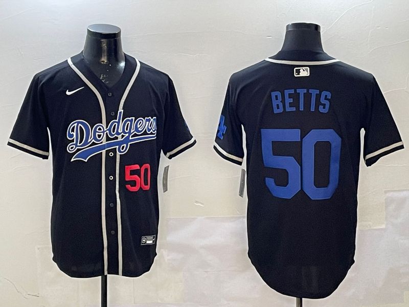Men Los Angeles Dodgers #50 Betts Black Fashion Game 2025 Nike MLB Jersey style 2